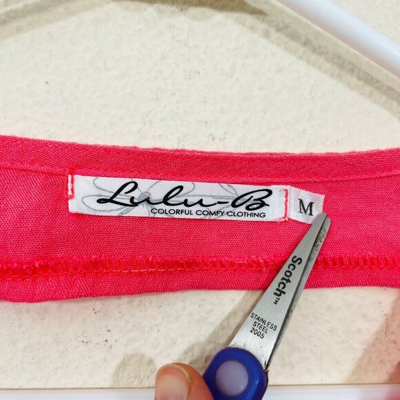 Lulu B Size M‎ Blouse Pink Blouse Cutout Sleeves Rayon Lagenlook - Picture 3 of 5